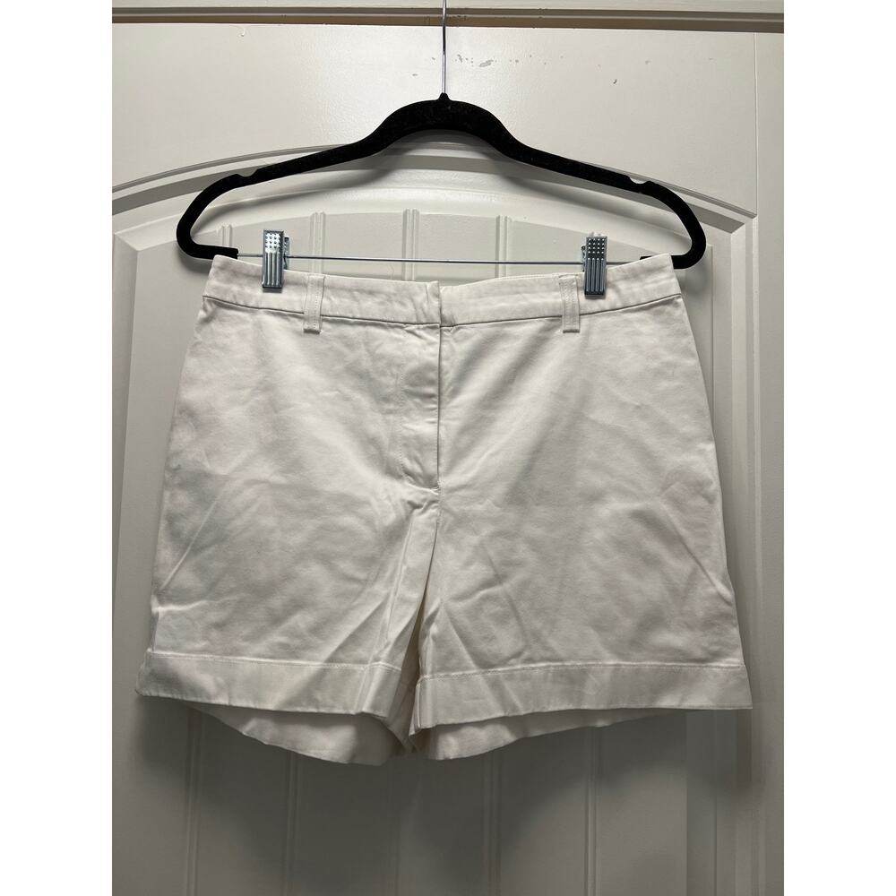 Ann Taylor Women’s Flat‎ Front Cotton Stretch Summer Chino Shorts Size 8 White